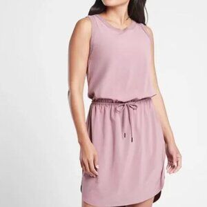 Athleta Rincon Dress Mauve Pink Small Sleeveless Drawstring Waist Active Travel